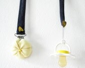 Pacifier holder fabric flower dummy keeper Toddler newborn gift Handmade  - ready to ship