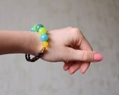 Beaded bracelet - Gemstone bracelet - Bright neon jewelry - Spring trends - Rope bracelet - Everyday gewelry