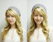 Silk Alpaca Grey Slouchy Beanie Beret Gray Hat