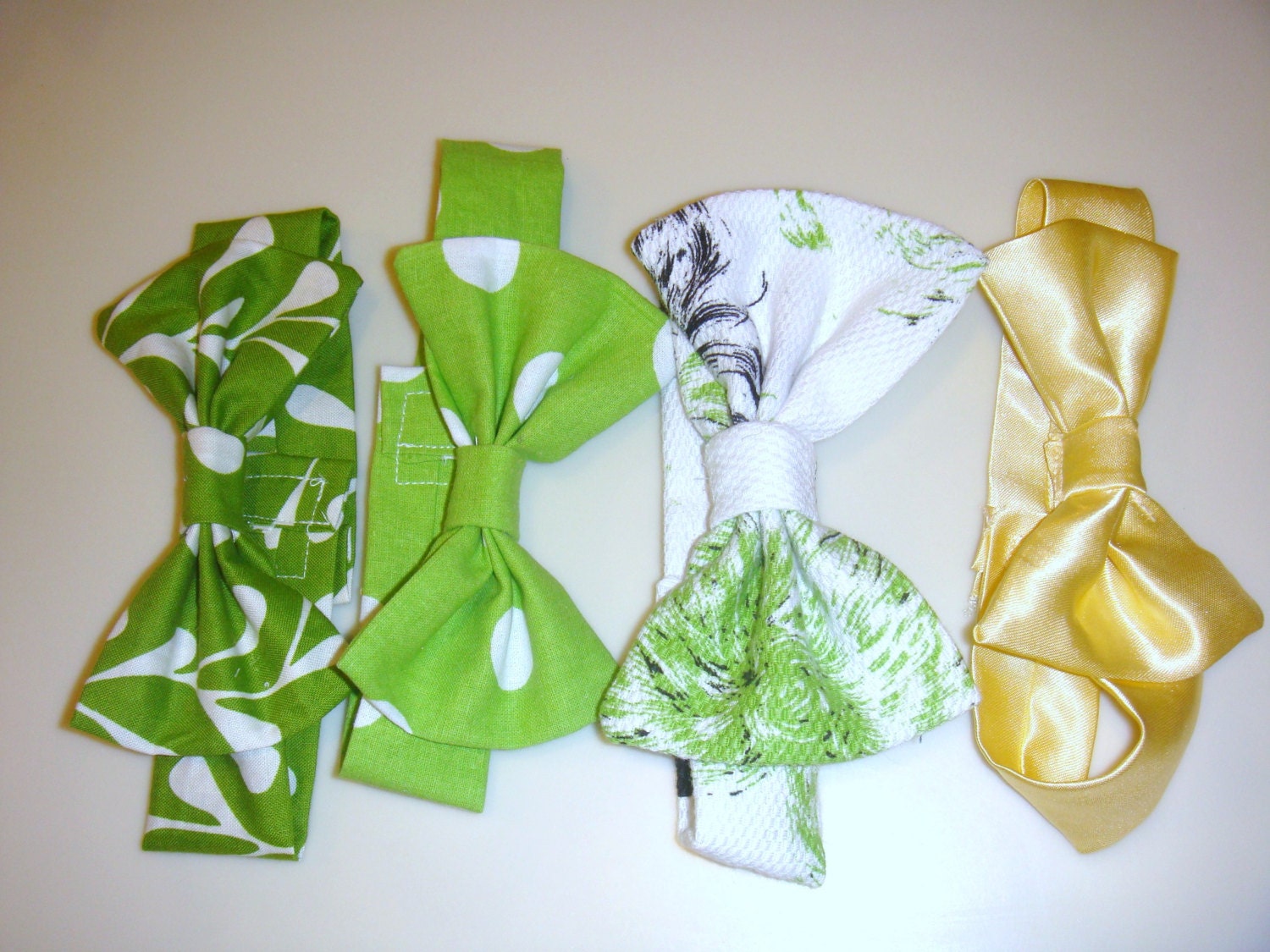 Boys Bow Tie - Green Yellow and White Collection