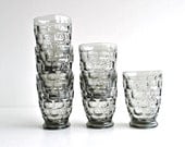 Vintage Drinking Glasses - Smokey Gray - Set of 6