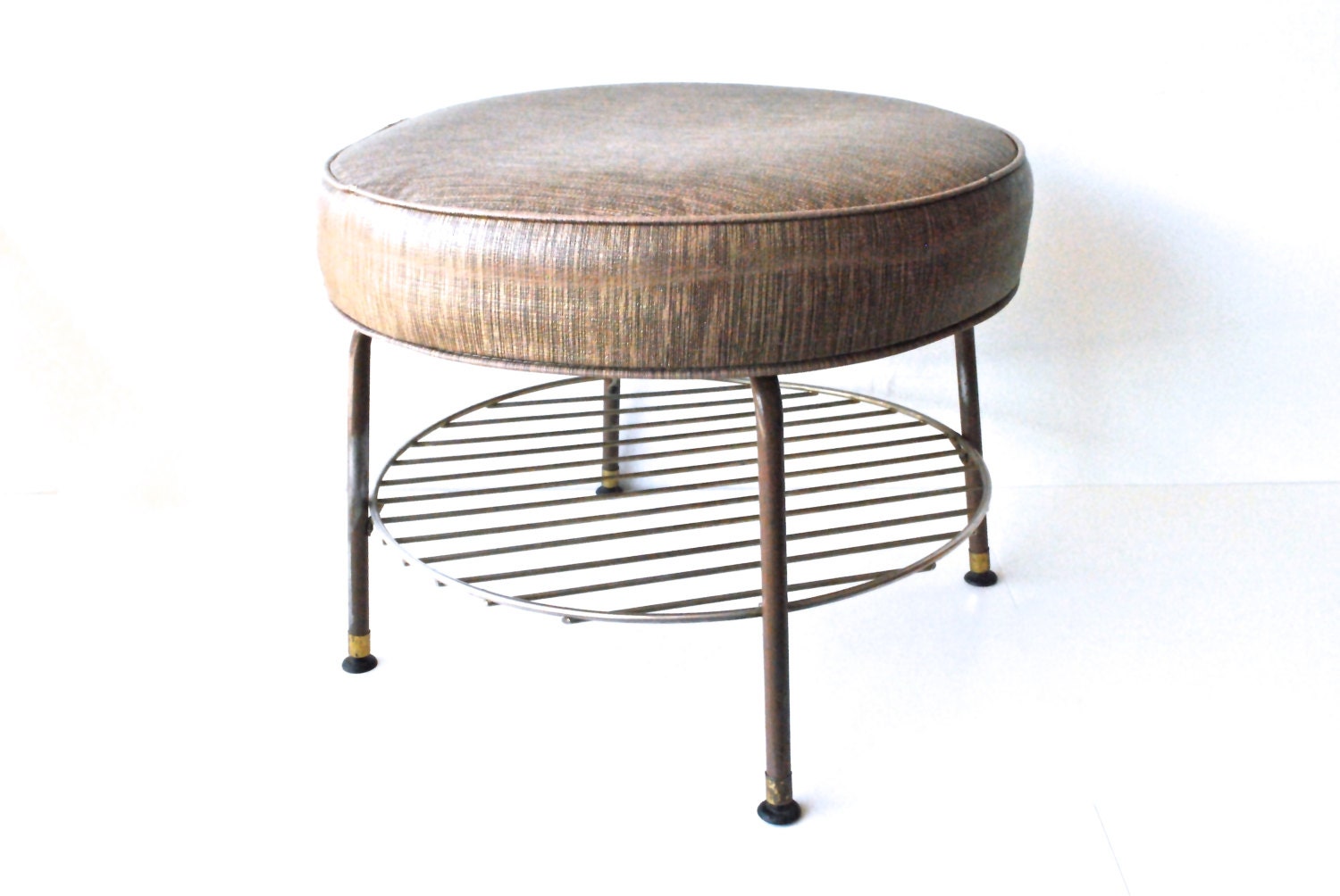 Round Mid Century Footstool or Ottoman