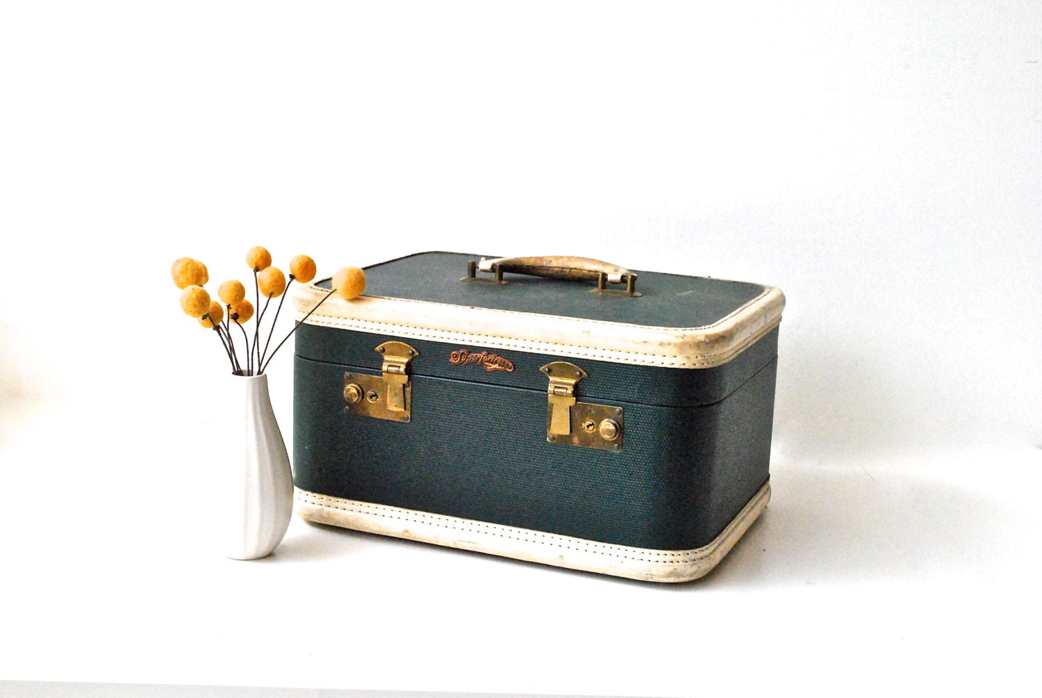 Mid Century Train Case - Forest Green Vintage Luggage
