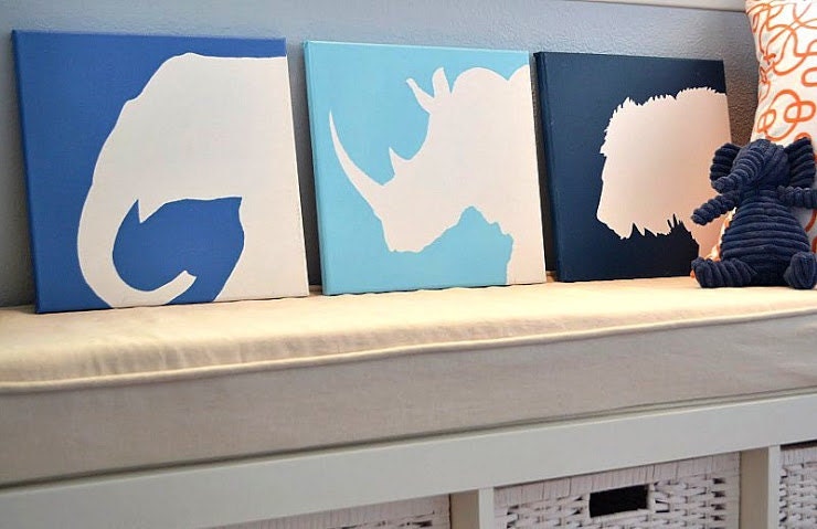 Jungle Animal Paintings on Canvas in Silhouette