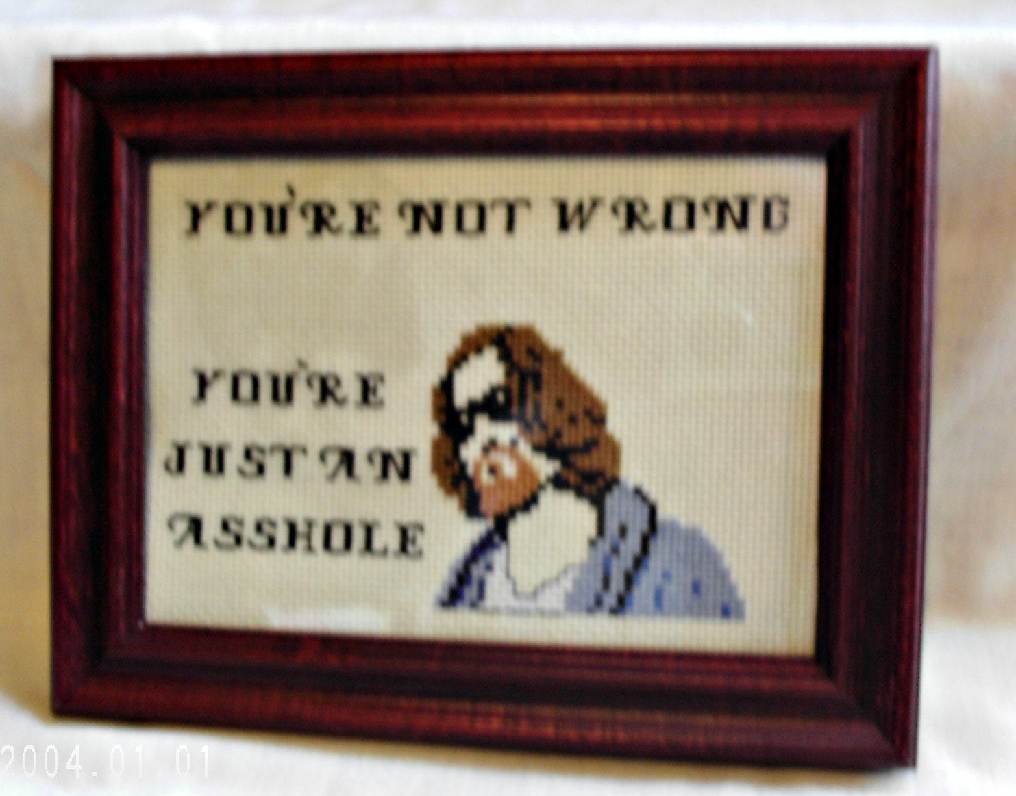 The Dude Cross Stitch Sampler Big Lebowski Inspired Framed Cross Stitch