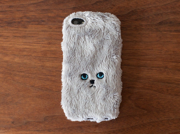 Cat iPhone Cover for iPhone5 - Grey (eyes are Blue)