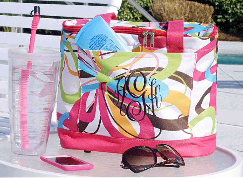Personalized custom cooler tote insulated summer bag with embroidery monogram