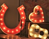 12" Marquee Vintage Inspired Metal Wood Heart... Wedding Gift Valentines