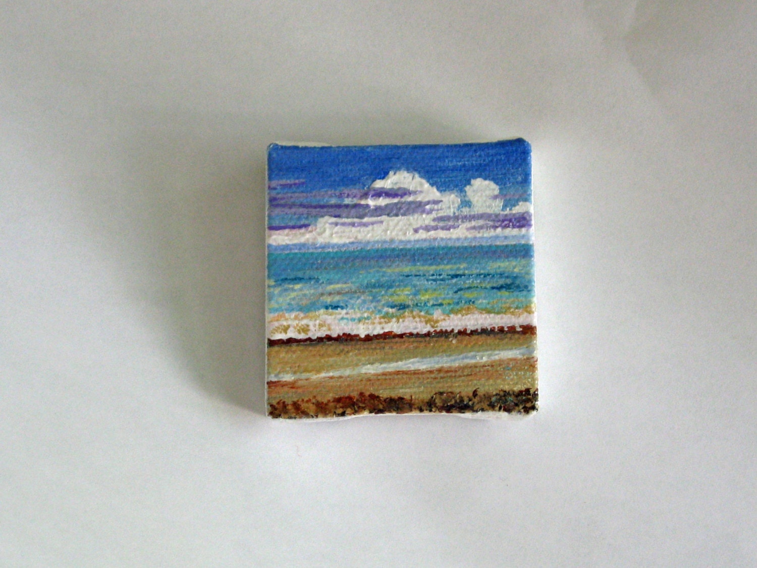 Shimmer  2x2 acrylic beach painting - mjjrosebuds