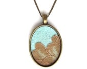 brown lace & electric blue necklace  //  Lacy Tree Collection