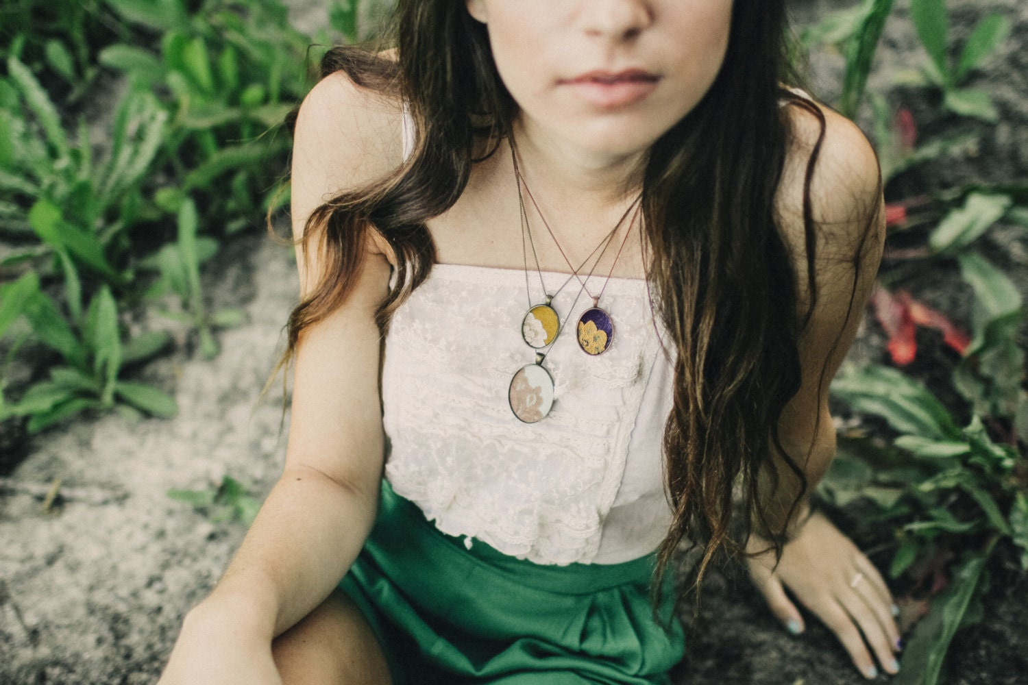 yellow lace & purple necklace  //  Lacy Tree Collection