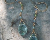 Aquamarine Briolette  Earrings shoulder duster