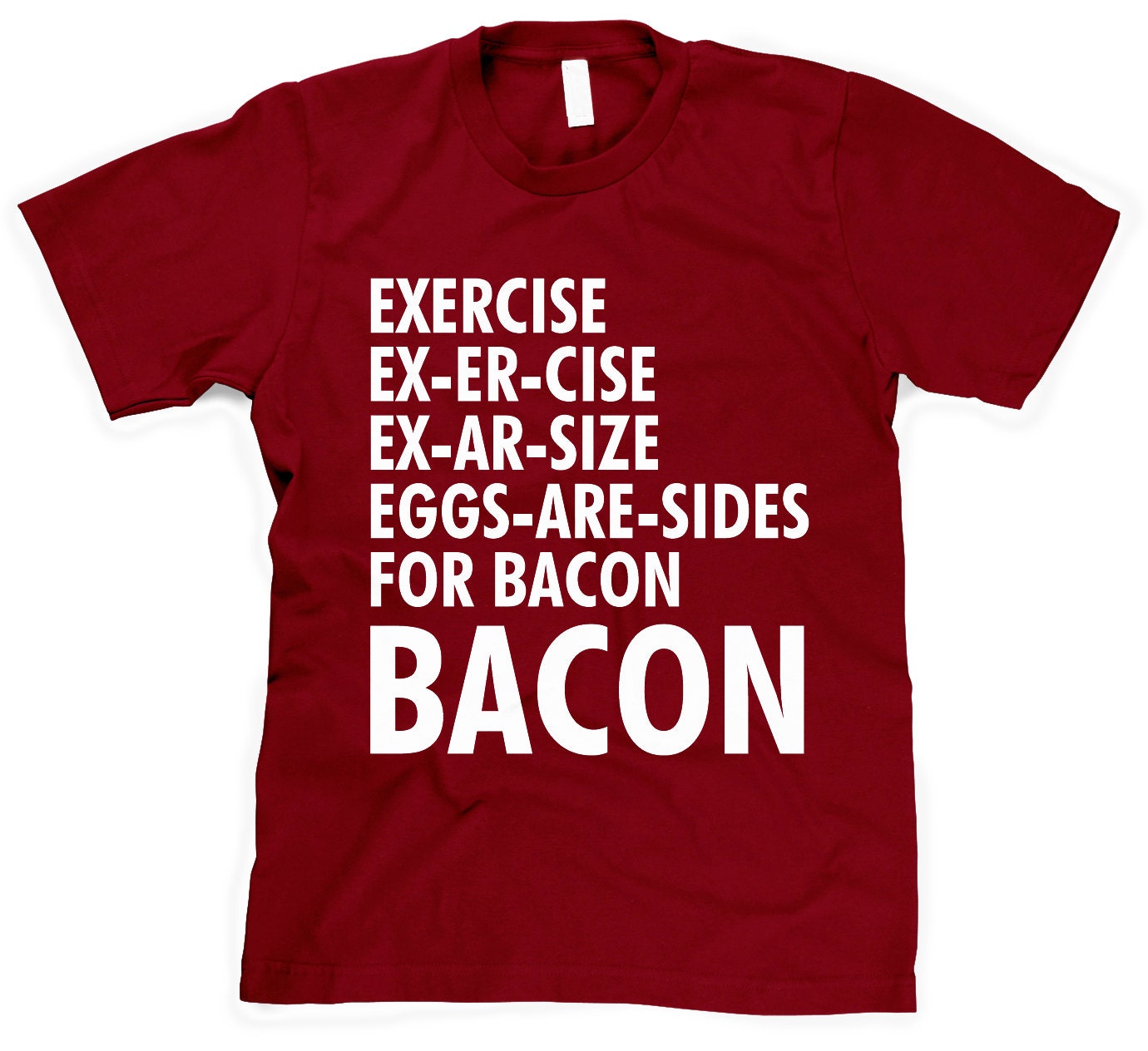 Exercise Bacon t shirt funny eggs and bacon shirt S-4XL