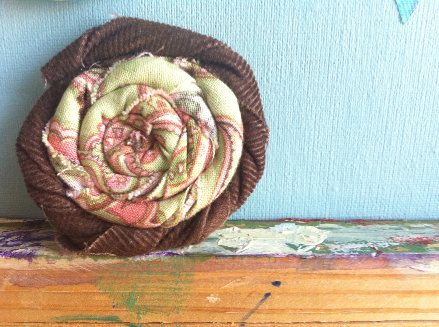 Brown, Pink, & Green Cotton Fabric Swirl Accessory