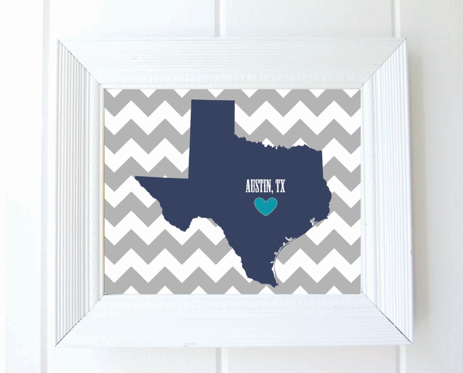 Texas State Love Map, 8x10, Fine Art Print