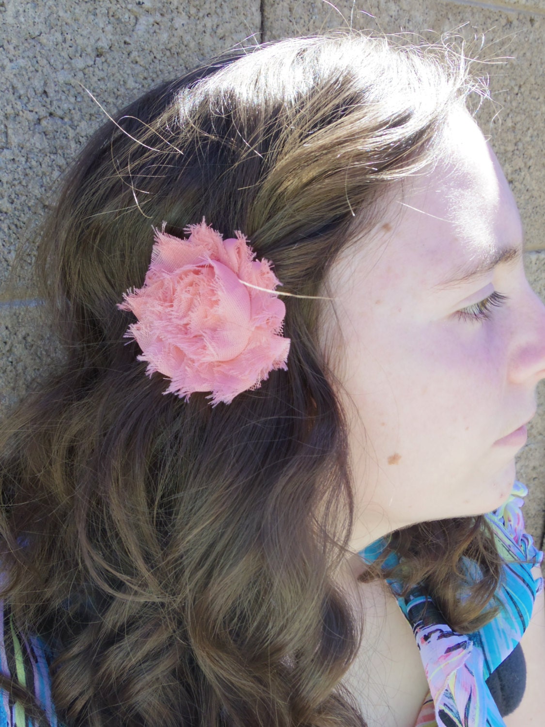 Vintage Pink Alligator Clip Chiffon Rosette, Girls/Teen Summer Hair Accessories, Girly Flower, Small, Pink, Wedding Accessories