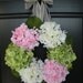 Pink Green and White Spring Hydrangea Wreath
