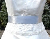 Simple Satin 2 inch Wedding Dress Sash in Silver READY TO SHIP
