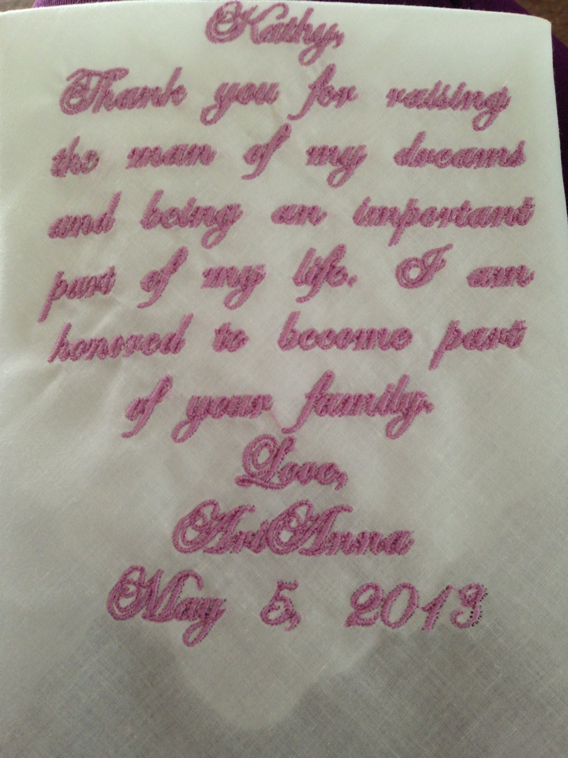 Mother of the groom personalized handkerchief