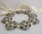 Unique necklace, beaded linen lace jewellery, beadwork, skin friendly, handmade, Women accessories, summer fashion, Rustic Wedding