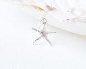 Starfish Sterling Silver Necklace Adorned With a Freshwater Pearl - Nautical jewelry - Gifts Under 30 - TwoCloudsJewelry