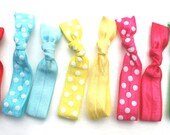 Polka Dot & Solid Hair Ties (10) Elastic No Dent Hair Bands - Emi Jay Like Yoga Hair Ties - Summer Hair Tie Bracelets
