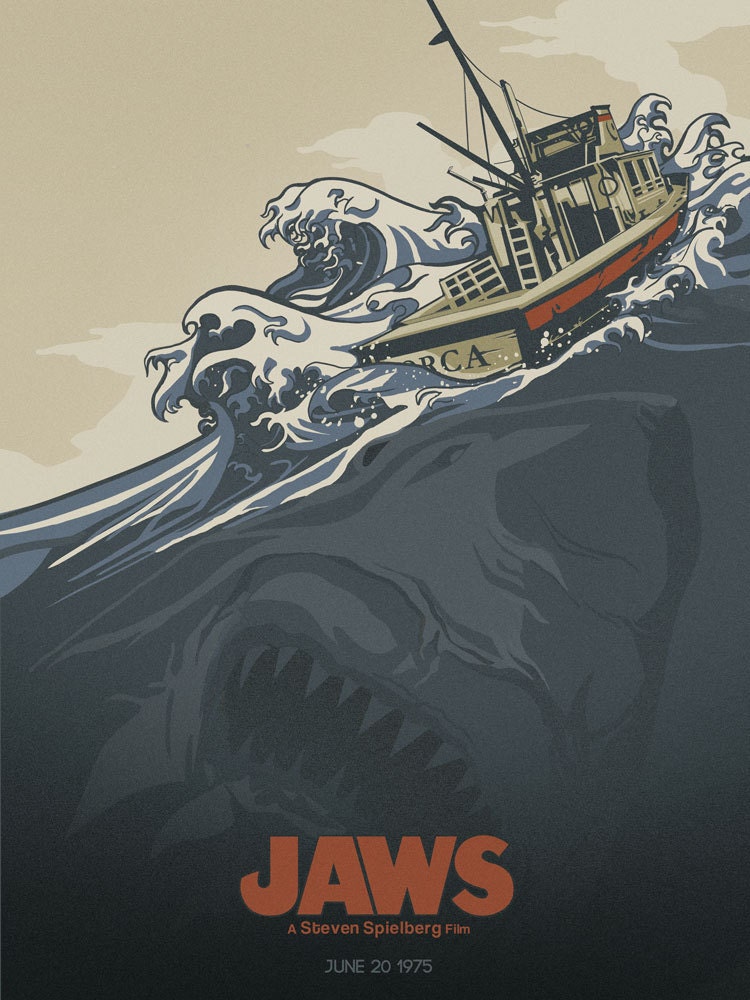 Original 18x24 JAWS movie poster print- limited to 30 prints- numbered and signed