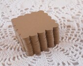 Scalloped Squares for Labels Scrapbooking, Paper Crafts, Journal Spot, Wedding Escort Favor Tags Set of 100
