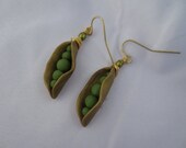 SOLD ( HANDMADE Bronze Green fw pearl wire-wrapped Pea Pod earrings)  SOLD