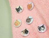 Set of 6 Cat Pinback Buttons