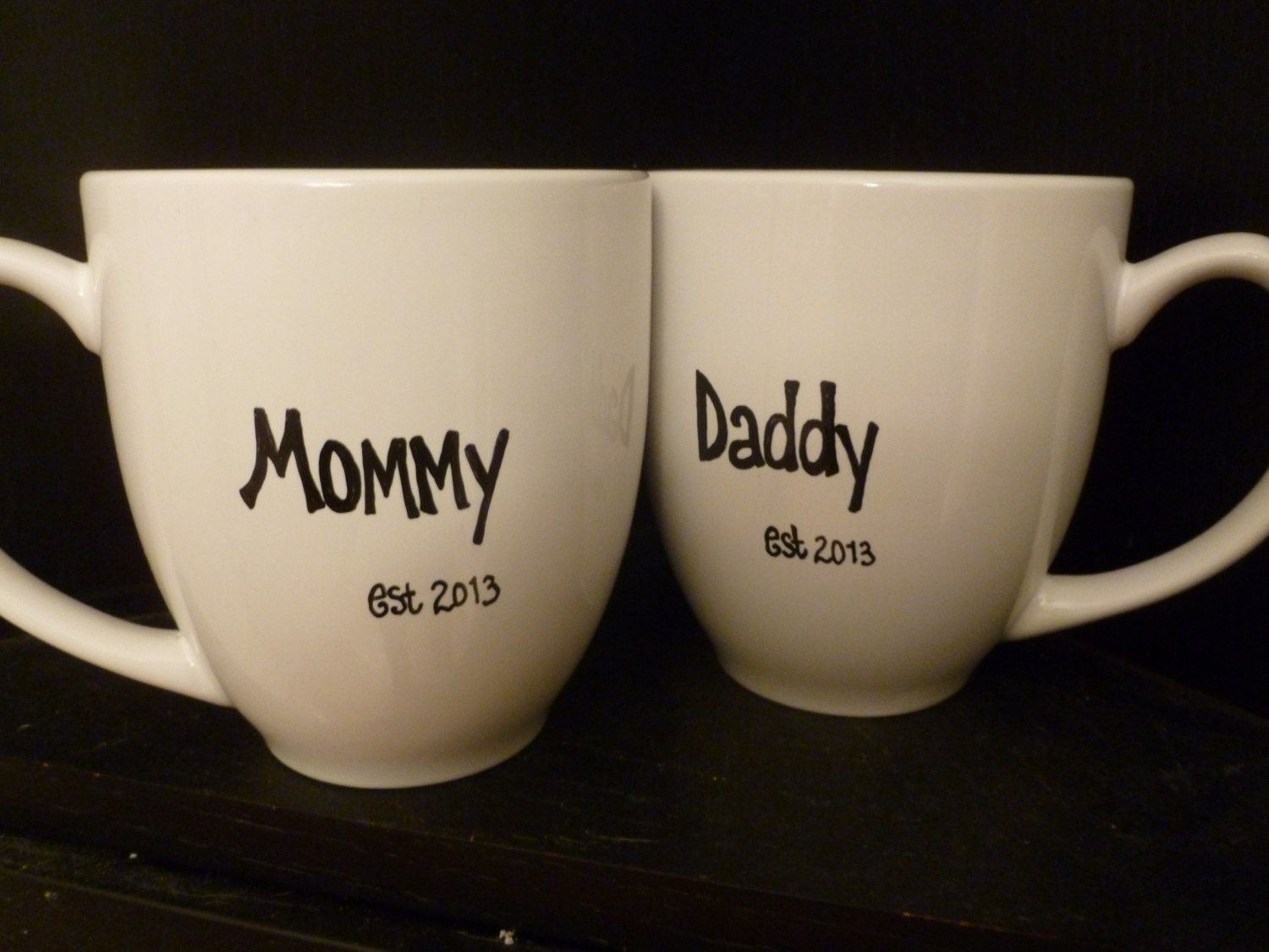 Buy announcement wording gifts - New MOMMY and DADDY Mug SET, Est. Year, Cute Pregnancy Announcement or Shower Gift