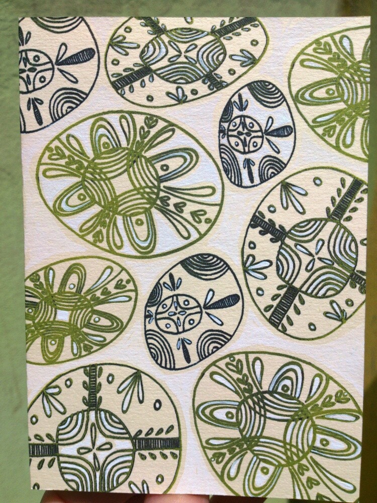 spring circles (printed cards with original paint)