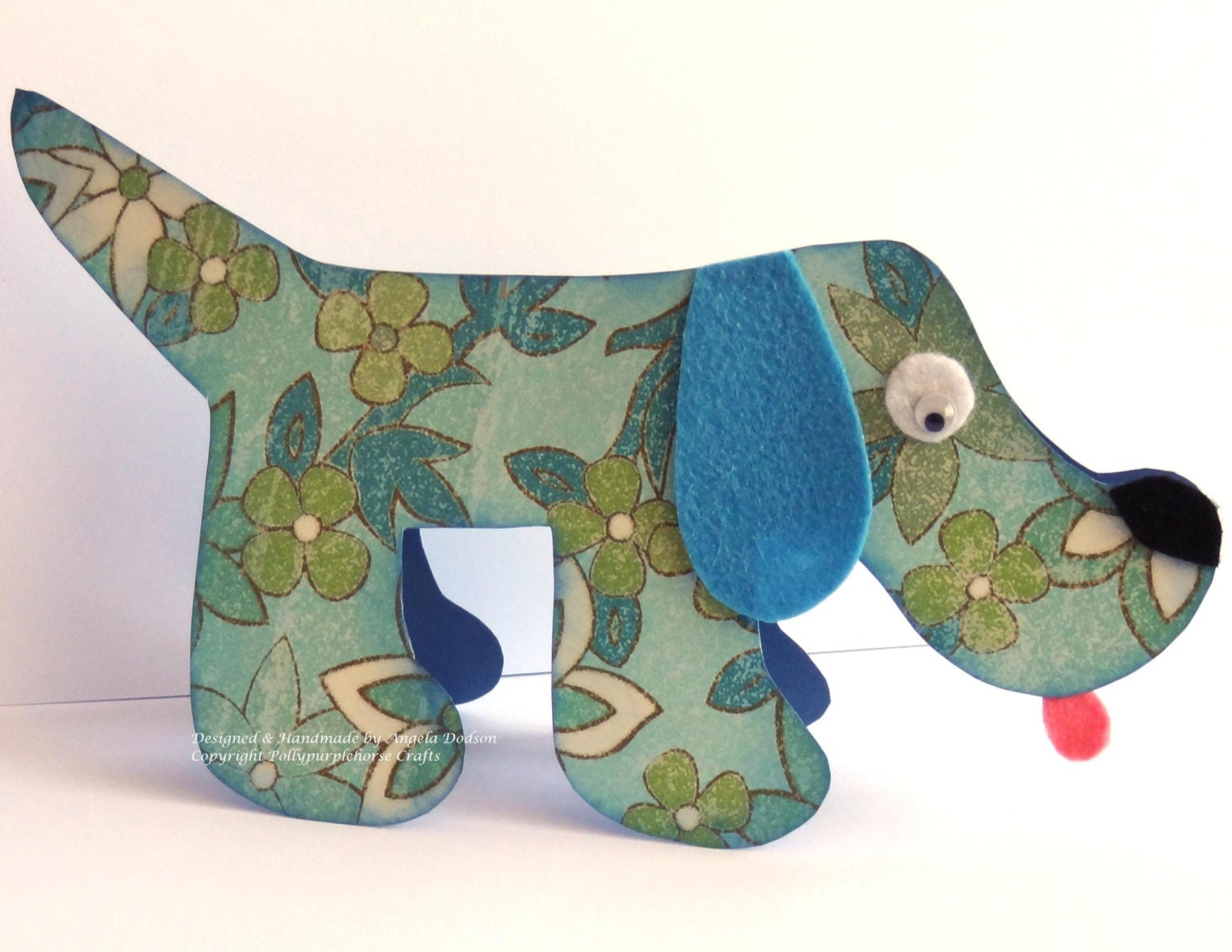 handmade Retro Doggy Shaped Card - Blank Cards suitable birthday or other occasions