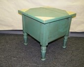 Distressed Turquoise and Cream Foot Stool