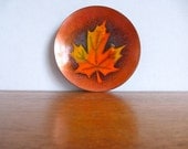 Vintage  Jules Perrier Enamel Maple Leaf Dish