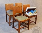 Antique Set 4 Four Oak Kitchen or Dining Chairs Edwardian c1910