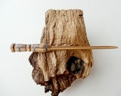 Hand-crafted Wood Shawl Pin with Blue Rock Inlays. Scarf Pin for Knit and Crochet Accessories.