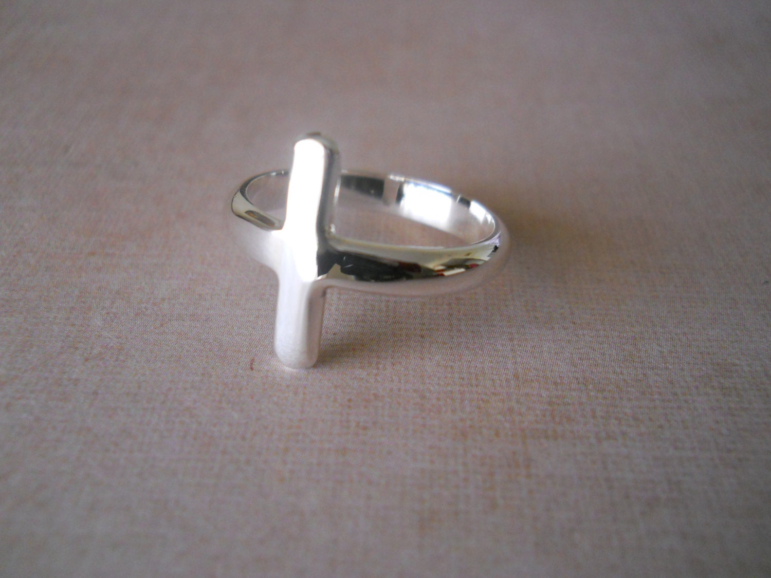 Sterling Silver Ring Sterling Cross Ring Sideways Cross Ring Thick Band Cross Ring