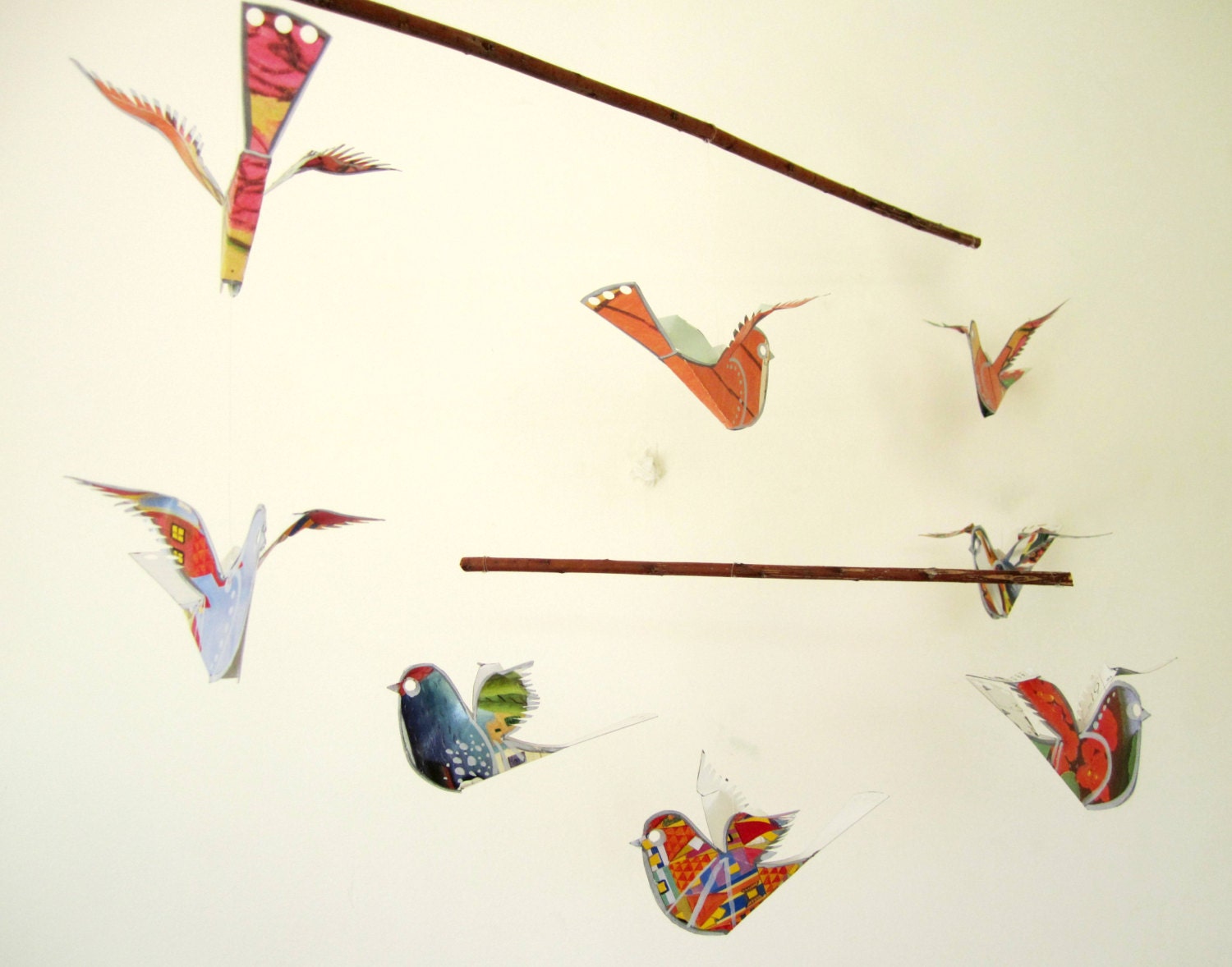 Baby Mobile - Bird Mobile - Handmade - hanging mobile for babies and children - crib mobile - nursery art decoration mobile