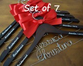 Set of 7--Personalized Hanger,  Custom Bridal Hangers,Bridesmaids gift, Wedding hangers with names,Custom made hangers