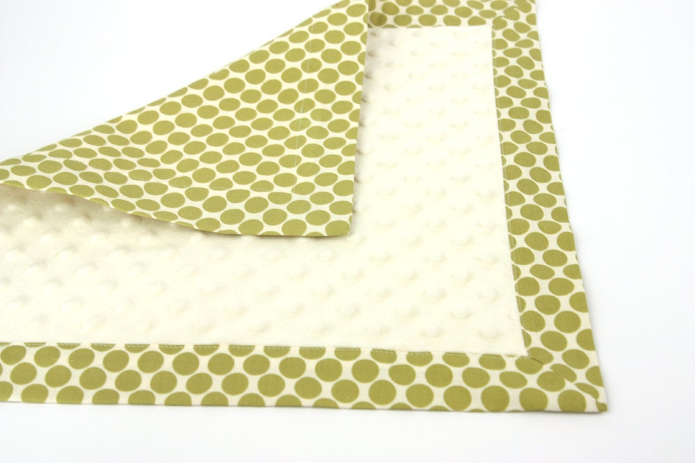 Minky Lovey - Green Polka Dots and Ivory Minky