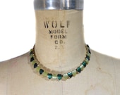 1950s Heart Lucite Thermoset Necklace - Mad Men - Green Gold - Valentines Day - St. Patrick's Day - Costume Jewelry