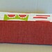 Red denim zippered novelty pencil pouch