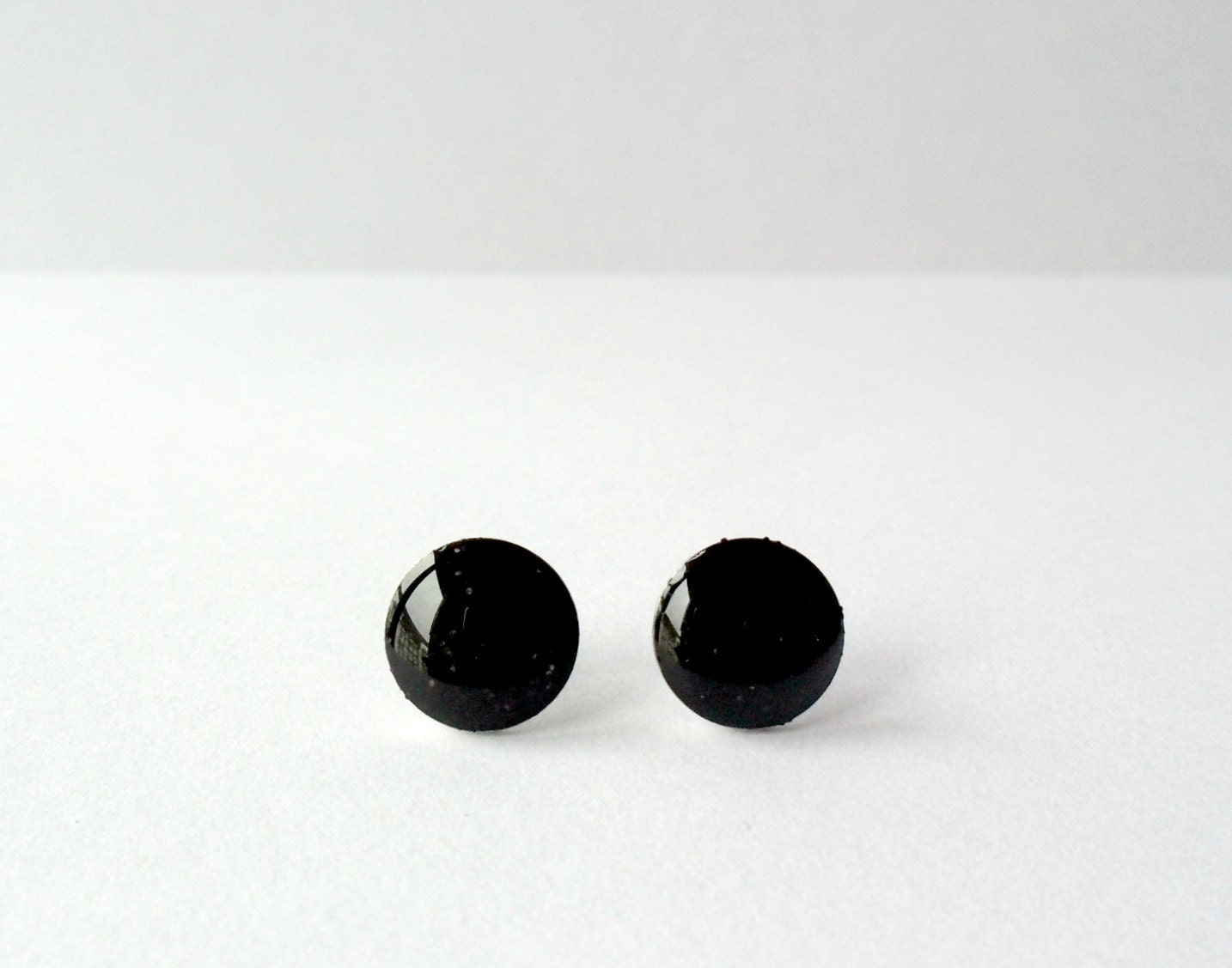 Black studs, round post earrings, everyday minimalist earrings, black jewelry