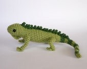 Crocheted green iguana