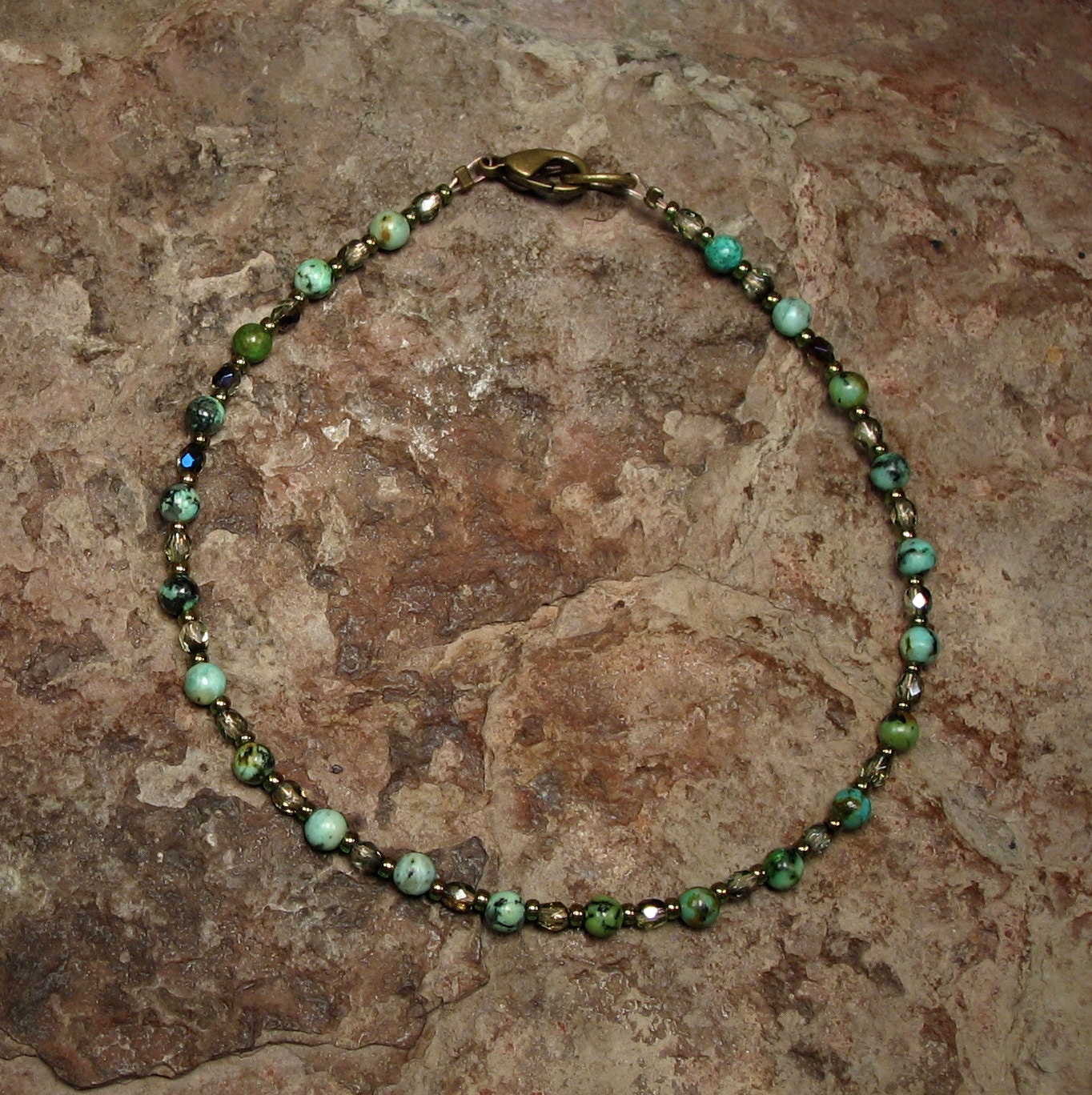 African "Turquoise" Jasper Anklet - Beach Jewelry