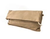 Handmade Leather Clutch Handbag in  Light Cream -.- the Fold -.- New Collection