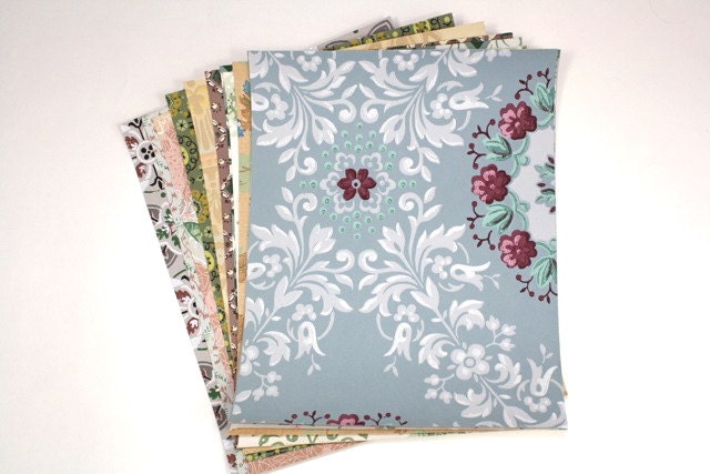 Vintage Wallpaper Sample Collage Pack (12 Sheets, 8 1/2 in. x 10 1/2 in.)