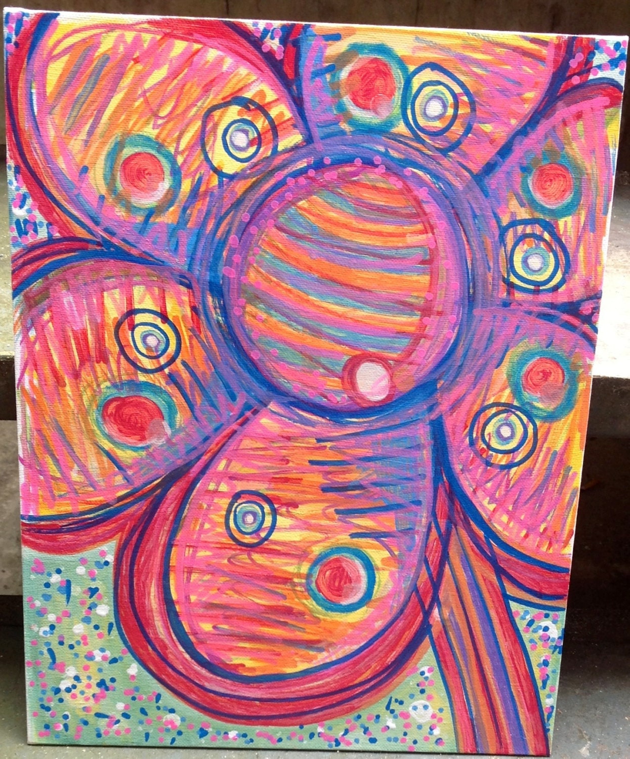 11 x 14 Flower Power Acrylic Oil Painting
