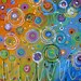 Abstract Floral Painting Circles Dots Colorful Whimsical Painting Canvas 20 x 20